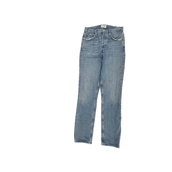 Agolde Button Fly Distressed Straight Women's size 27 Medium Blue Denim jeans - Picture 1 of 5